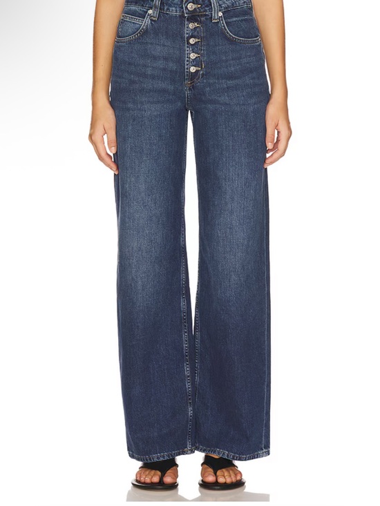 We The Free Denim - We The Free Wide-Leg High-Rise Jeans in Dark Blue Wash